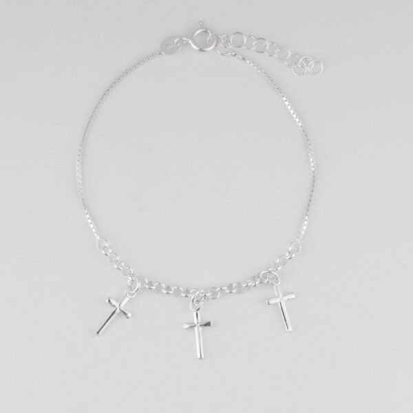 PULSERA VENECIANA CON AROS CRUCES COLGANTES 3MM