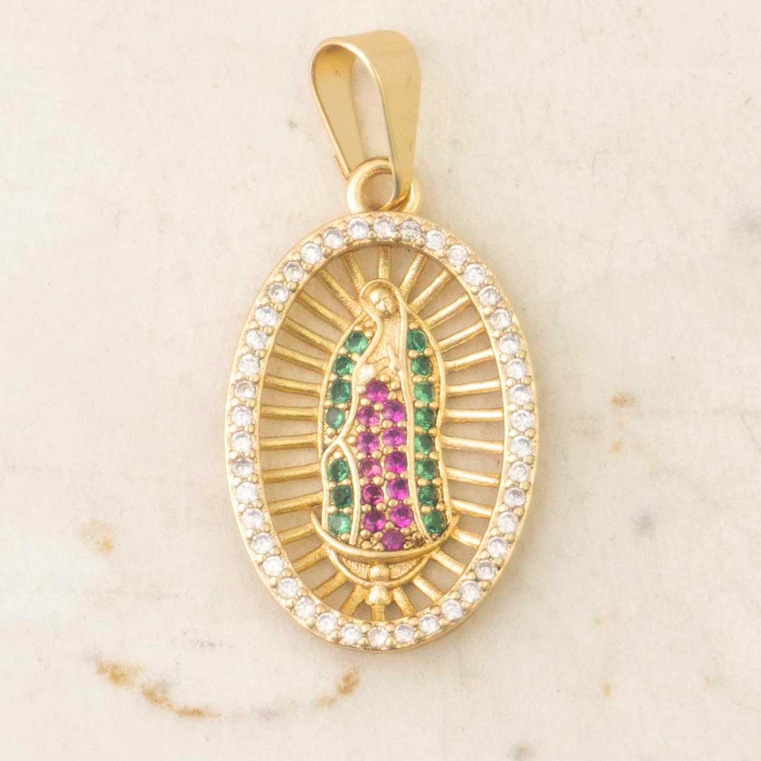 DIJE VIRGEN GUADALUPE LINEAS MARCO CIRCONES COLORES DIJE VIRGEN GUADALUPE LINEAS MARCO CIRCONES COLORES