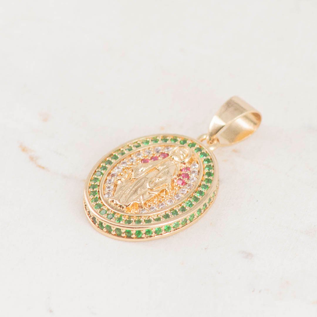 DIJE MEDALLA MILAGROSA CIRCONES COLORES DOBLE DIJE MEDALLA MILAGROSA CIRCONES COLORES DOBLE