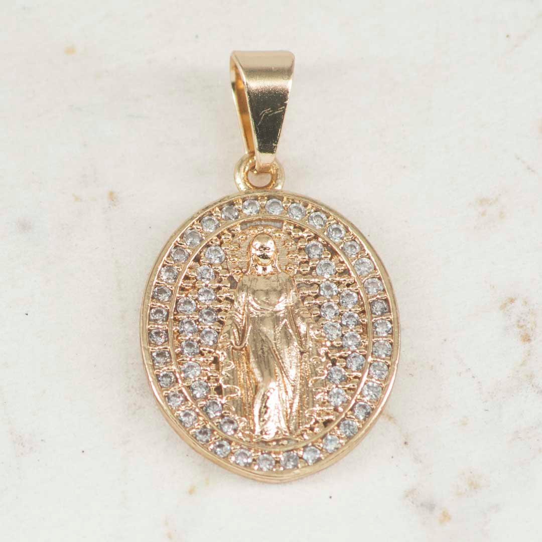 DIJE MEDALLA MILAGROSA CIRCONES DOBLE DIJE MEDALLA MILAGROSA CIRCONES DOBLE