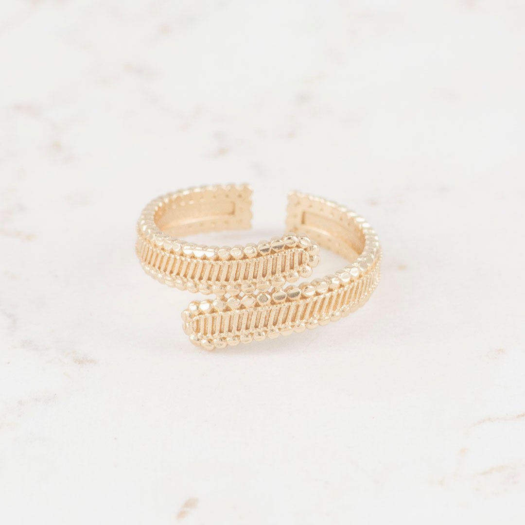 ANILLO DOBLE HOJA TEXTURIZADA ANILLO DOBLE HOJA TEXTURIZADA